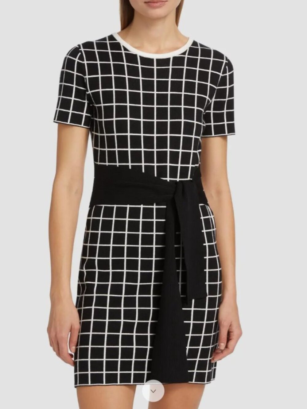 NWT TOCCIN Presley Black White Windowpane Knit Dress L